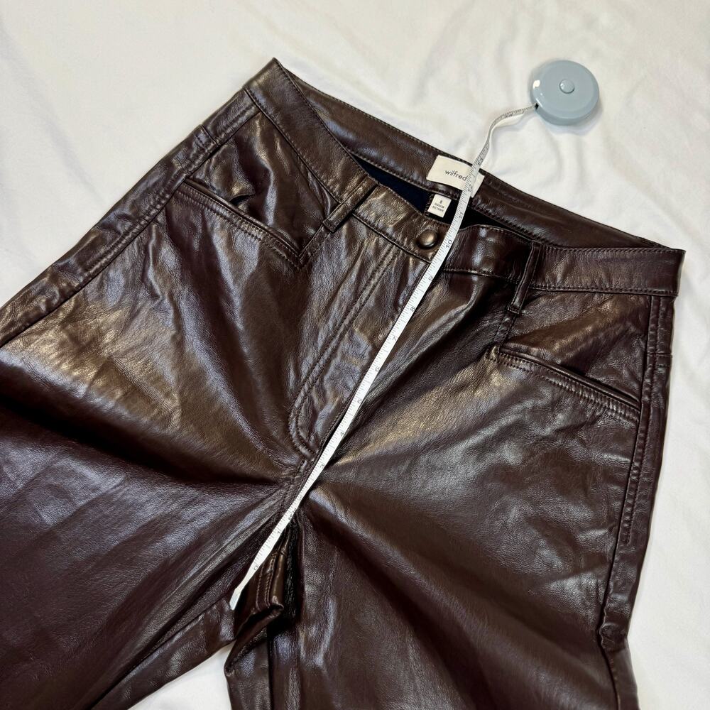 Wilfred Aritzia Brown Faux Leather Flare Pants Women's 8 Y2K 90s Bootcut Concert - Picture 6 of 16